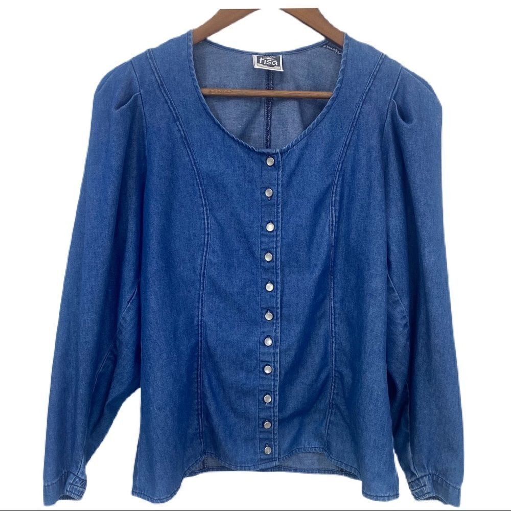 Vintage Denim Blouse by tisa New Mexico. Sz S. Excellent Condition!!